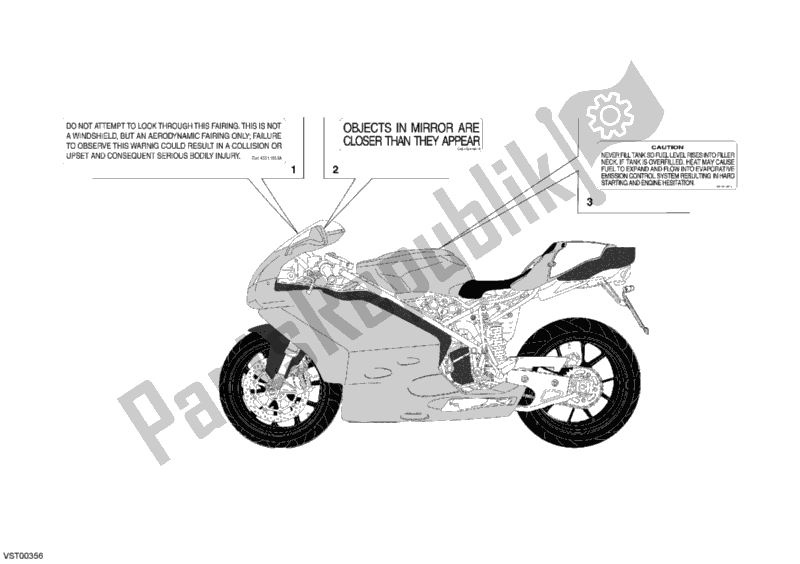 Wszystkie części do Etykiety Ostrzegawcze Usa Ducati Superbike 749 R 2004